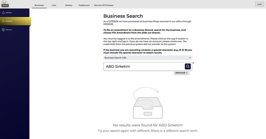 New Mexico Eyaleti için Şirket İsmi Sorgulama