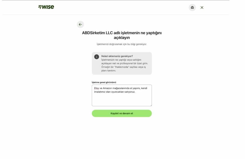 Wise Business (Kurumsal) Hesap Nasıl Açılır? Wise Business Şirket Faaliyet Tanıtımı