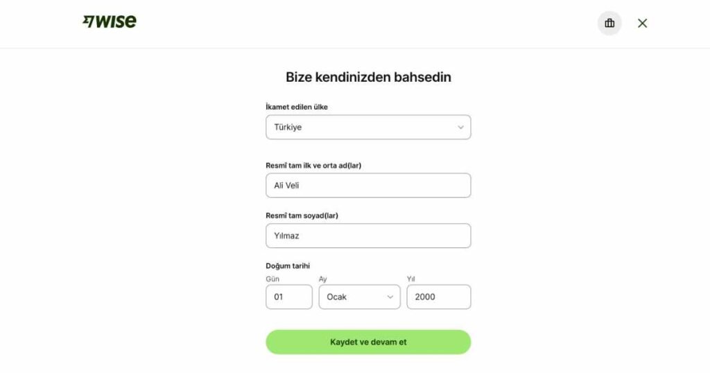 Wise Business (Kurumsal) Hesap Nasıl Açılır? Wise Business Kişisel Bilgileriniz