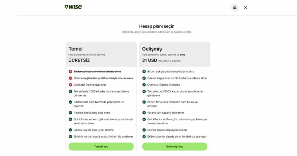 Wise Business (Kurumsal) Hesap Nasıl Açılır? Wise Business (Kurumsal) Hesap Planı Seçimi