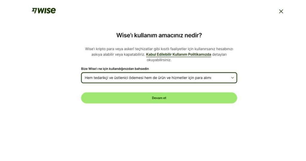Wise Business (Kurumsal) Hesap Nasıl Açılır? Wise Business Hesabınızı Kullanım Amacınız