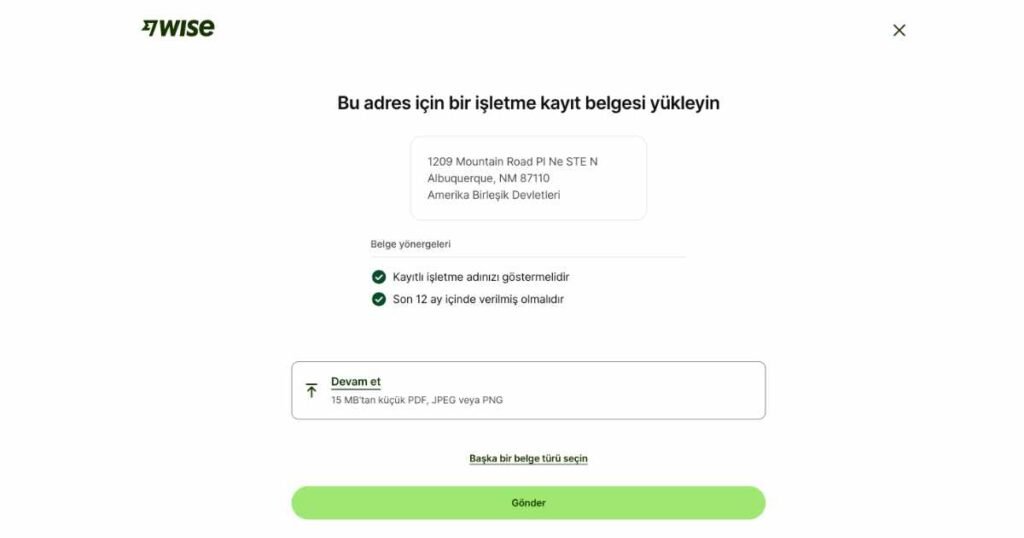 Wise Business (Kurumsal) Hesap Nasıl Açılır? Wise Business Şirket Adresini Doğrulama Evrak Gönderimi
