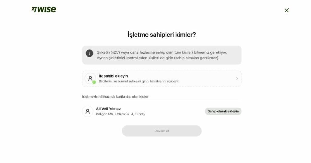 Wise Business (Kurumsal) Hesap Nasıl Açılır? Wise Business Şirket Yöneticisi Atama