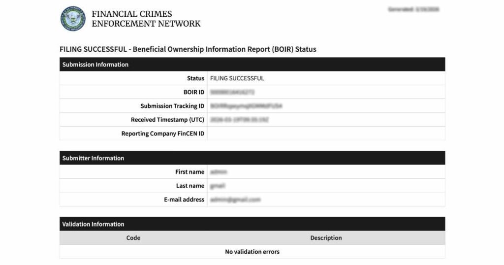 FinCEN BOI Raporu Sonucu