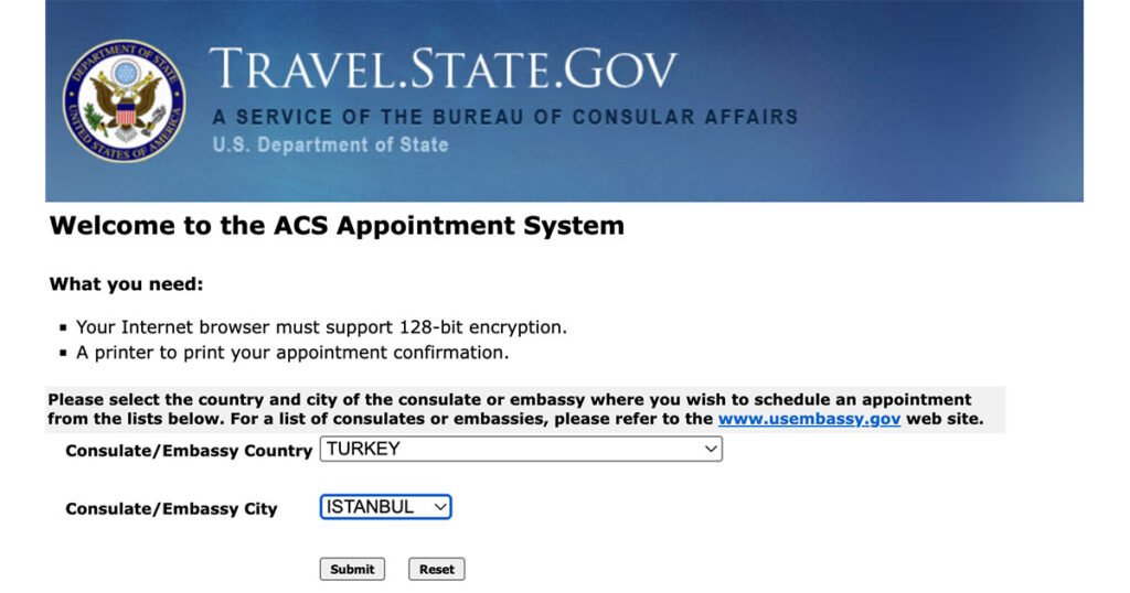 ABD Konsolosluğu Noterlik Başvurusu Randevu Alma | Şehir Seçimi