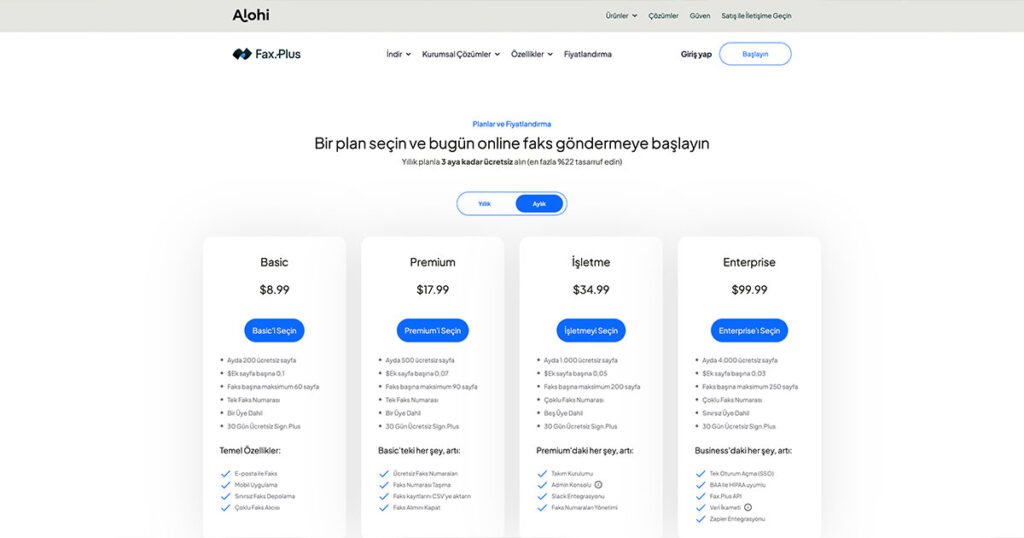 Fax.plus Fiyat Listesi