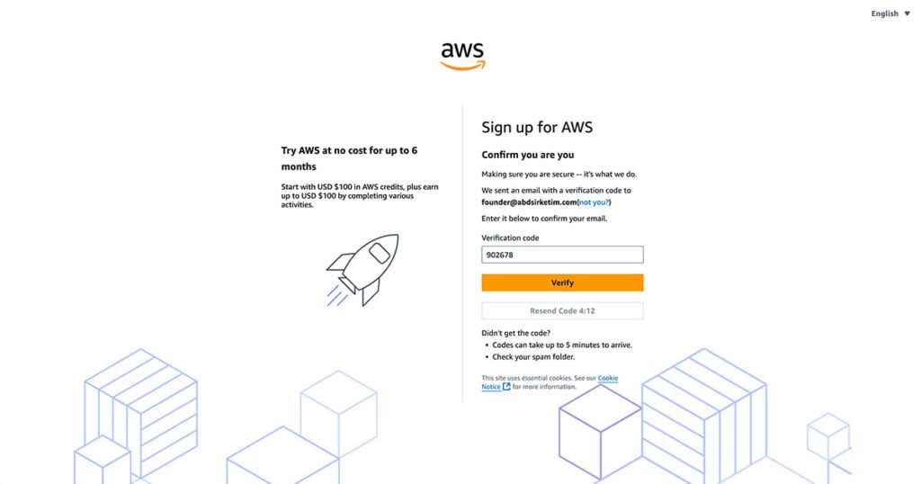 Anthropic Claude Bedava Kullanın Amazon AWS Email Doğurlama Ekranı