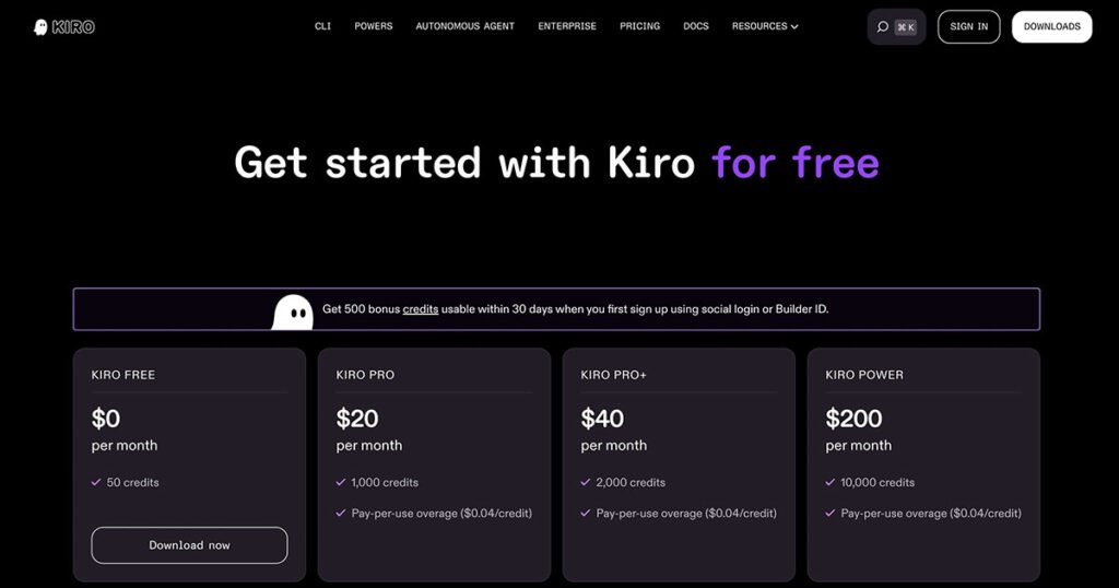Anthropic Claude Bedava Kullanın Kiro.dev Pricing