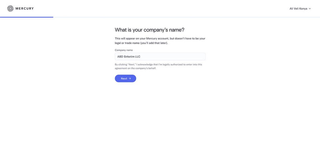 Mercury Bank Nedir? Mercury Hesabı Nasıl Açılır? Mercury Bank Company Name Ekranı